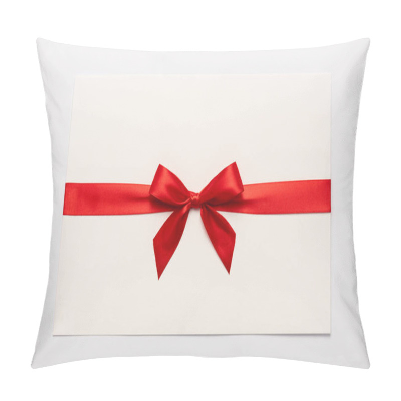 Personality  Top View Of Red Satin Bow On Envelope Isolated On White  Pillow Covers