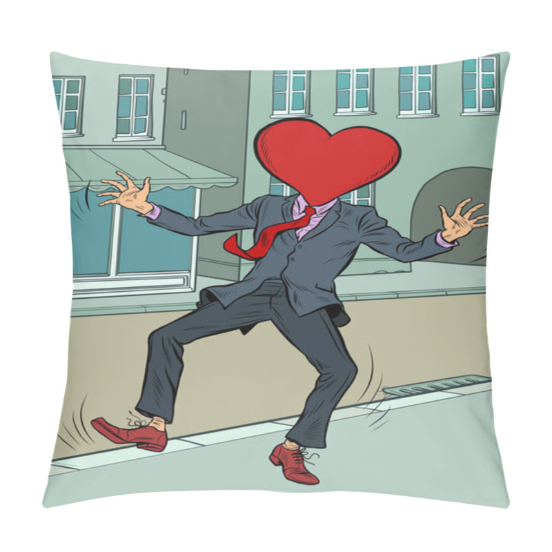 Personality  A Man In Love Walks Down The Street. Valentines Day Pillow Covers