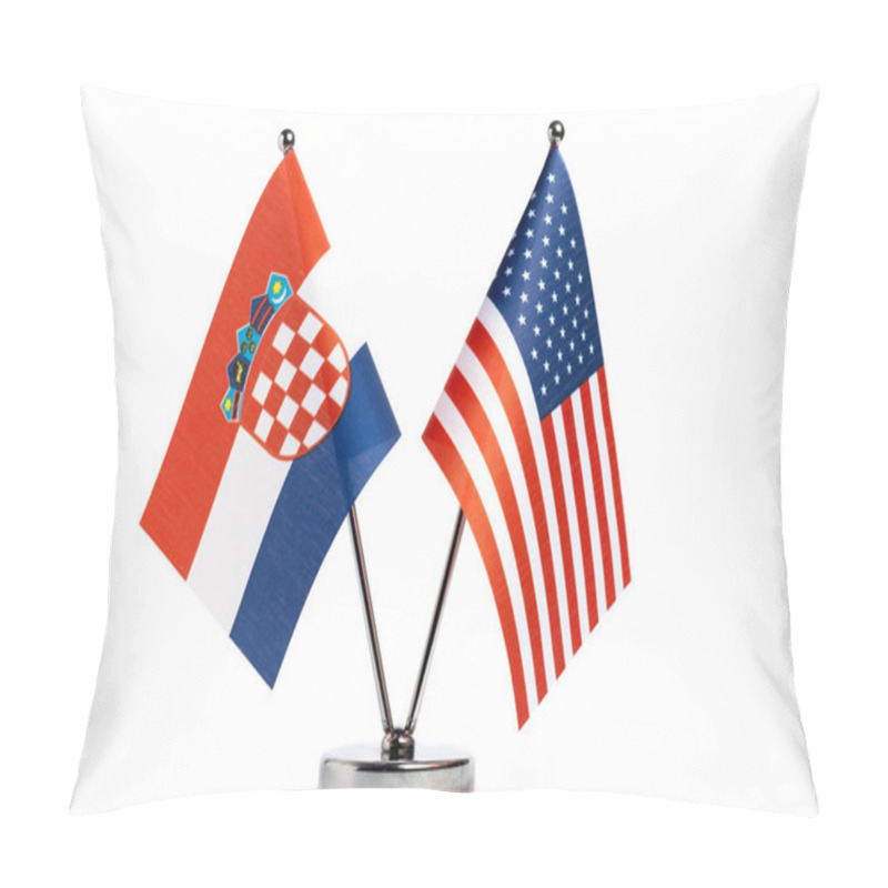 Personality  Table Flags Of USA And Croatia On White Background Pillow Covers