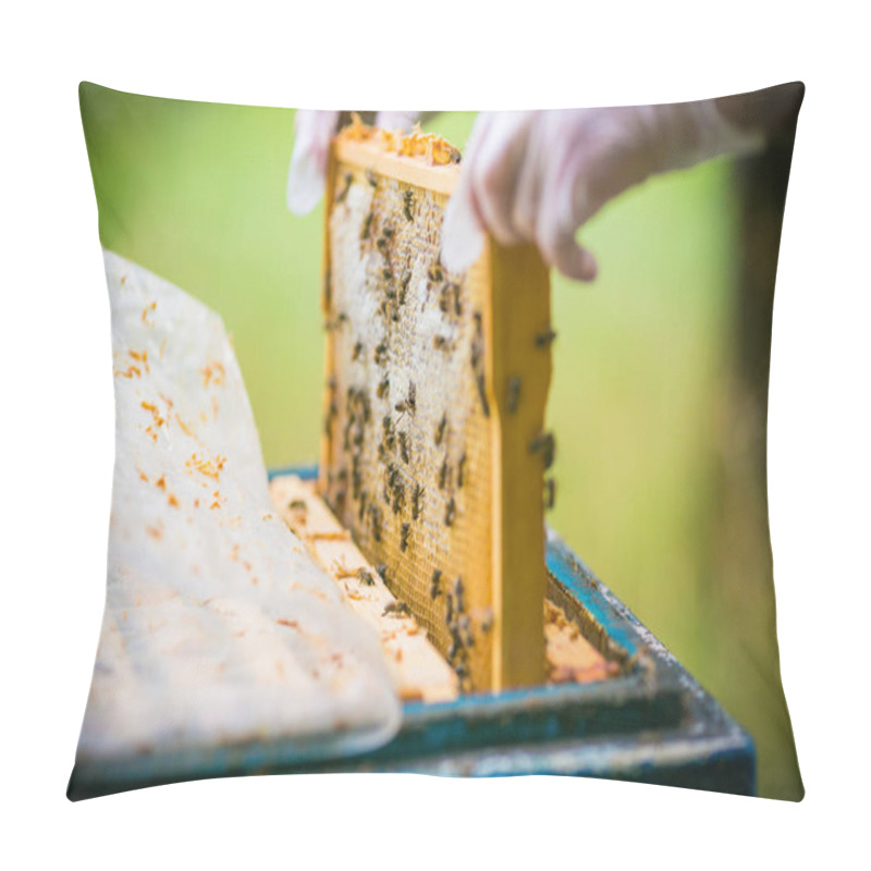 Personality  Beekeeper Collects Honey From The Hive  Pillow Covers