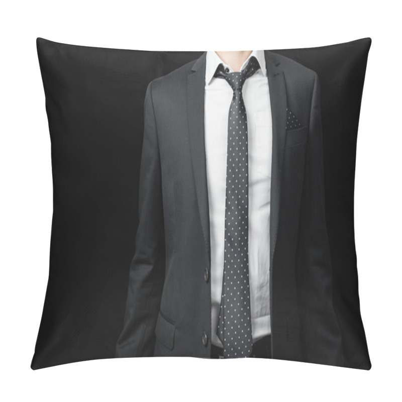 Personality  Man In Suit On A Black Background Pillow Covers