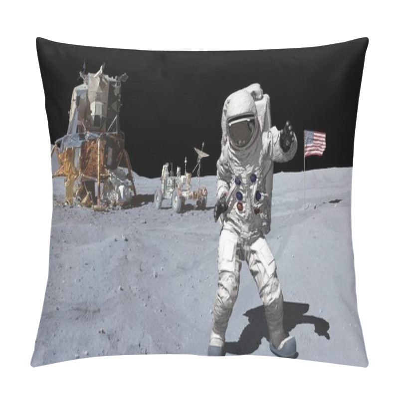 Personality  3D Rendering. Dancing Of Astronaut On The Moon.. CG Animation. Elements Of This Image Furnished By NASA. Pillow Covers