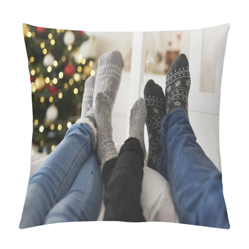 Personality  Close Up Of Family Legs In Warm Socks  Pillow Covers