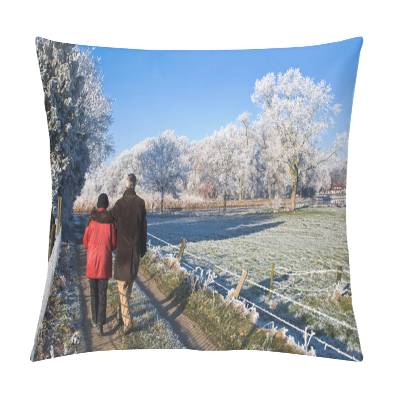 Personality  Senior Couple Walking Pillow Covers