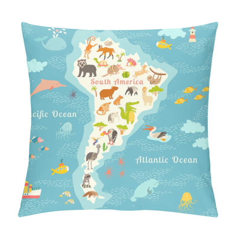 Personality  Animals World Map, South America Pillow Covers