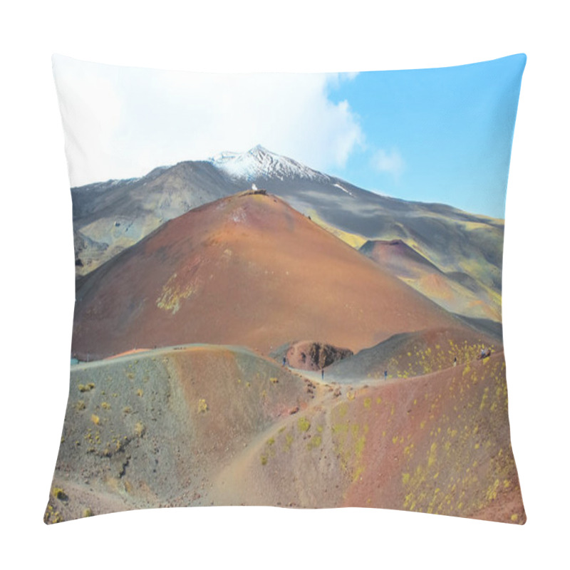 Personality  Beautiful View Of Mount Etna And Adjacent Silvestri Craters, Sicily, Italy. Etna Volcano And Its Volcanic Landscape Is A Popular Tourist Attraction Pillow Covers