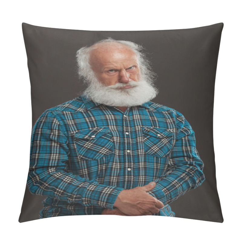 Personality  Old Man With A Long Beard Wiith Big Smile Pillow Covers