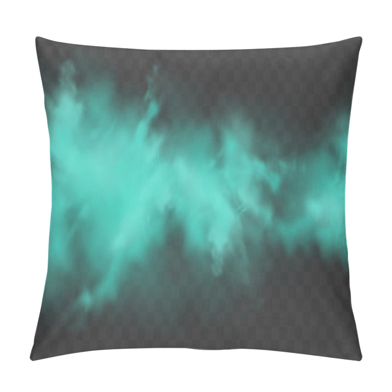 Personality  Blue Smoke Isolated On Dark Transparent Background. Realistic Blue Magic Mist Cloud, Chemical Toxic Gas, Steam Waves. Realistic Vector Illustration. Pillow Covers