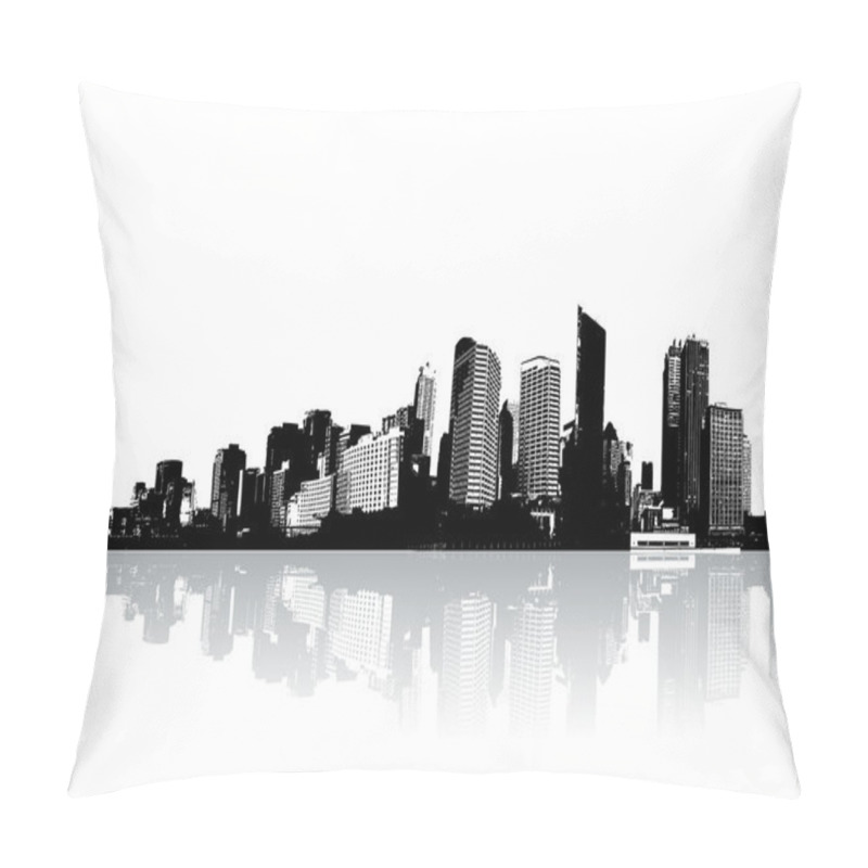 Personality  Skyscrapers Reflected On Water. Vector Art. Pillow Covers