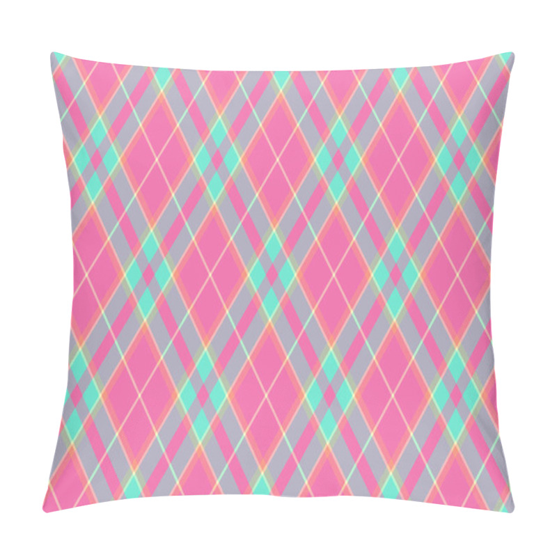 Personality  Vibrant Pastel Plaid Pattern In Pink, Teal, And Gray.  Perfect For Textile Design, Scrapbooking, Website Backgrounds, Or Fashion Projects.  A Cheerful And Modern Geometric Textile Design. Pillow Covers