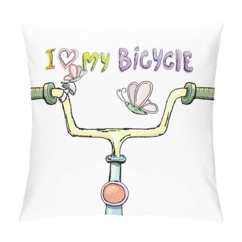 Personality  I Love My Bicycle Concept Design. Hand Drawn  Pillow Covers