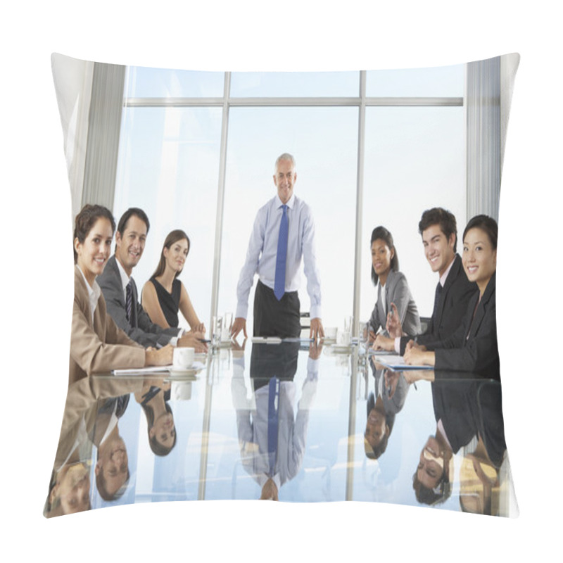 Personality  Group Of Business People Having Board Meeting  Pillow Covers