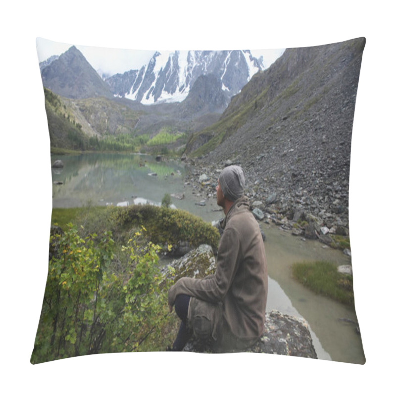 Personality  Side View Of Tourist Resting In Himalayas Mountains, Altai, Russia Pillow Covers