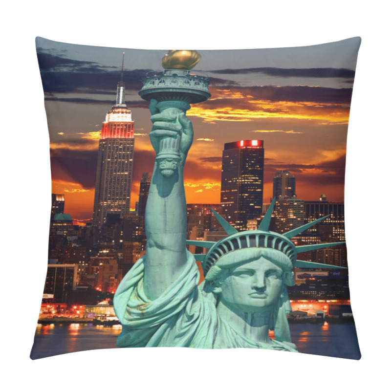 Personality  The Statue Of Liberty And New York City Pillow Covers