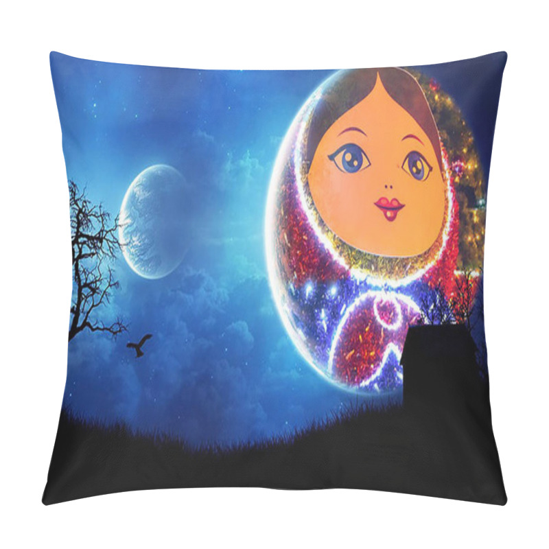 Personality  Blue Night With Moon, Clouds, Stars And Planet Combined With Picture. Pillow Covers