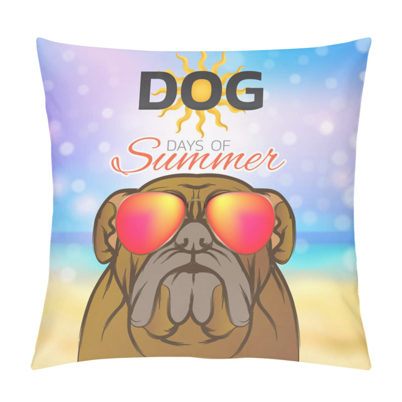 Personality  Dog Days Of Summer Logo Icon Design, Vector Illustration Pillow Covers