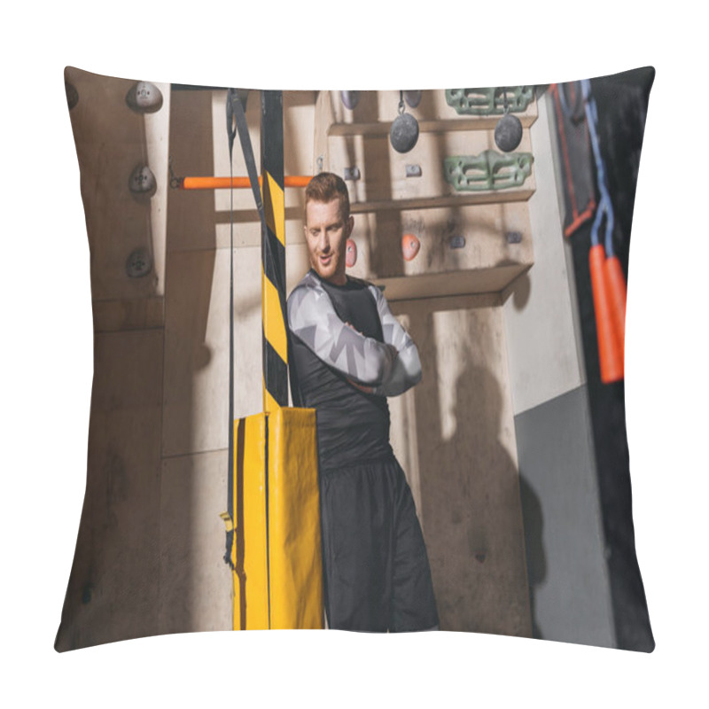 Personality  Young Man In Sportive Attire At Gym Pillow Covers