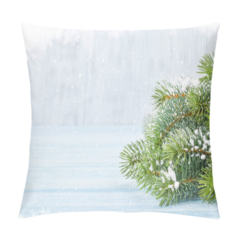 Personality  Christmas Wooden Background With Fir Tree Pillow Covers