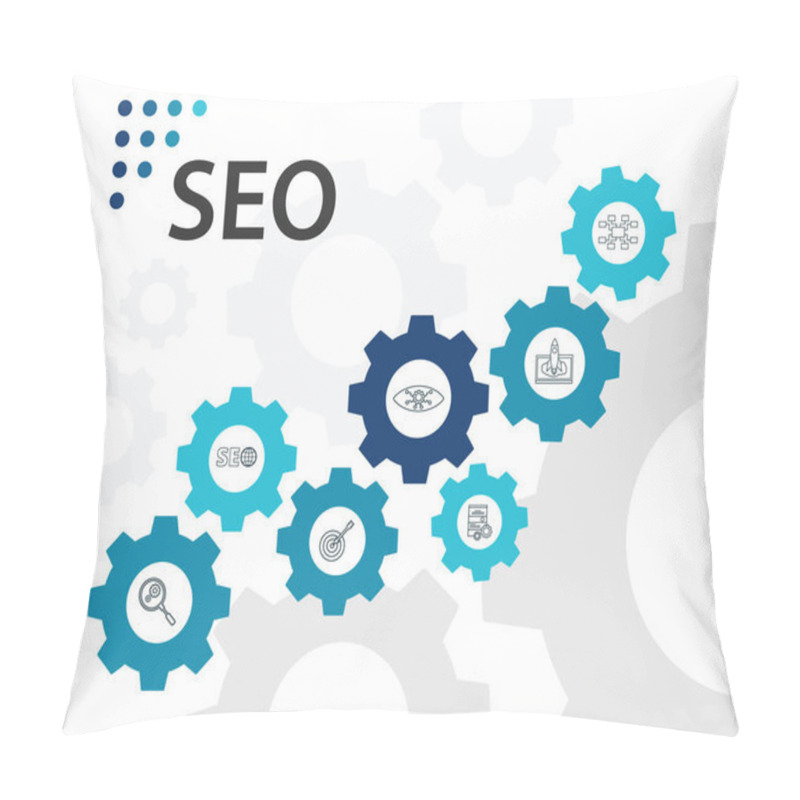 Personality  Seo Infographics Vector Design. Timeline Concept Include Search Optimization, Data Management, Search Result Icons. Can Be Used For Report, Presentation, Diagram, Web Design Pillow Covers