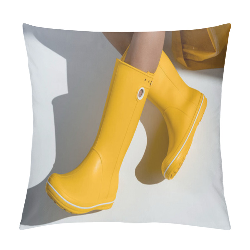 Personality  Woman In Yellow Rubber Boots  Pillow Covers