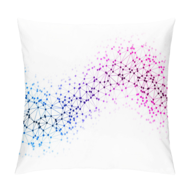 Personality  The Dots Are Connected By Lines In The Form Of A Wave. Abstract Vector Illustration On The Topic Of Large Data, Chemistry, Social Networks. White Background Pillow Covers