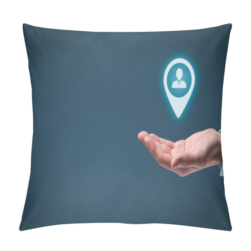 Personality  Man Holding Target Customer, Employee In Hand Pillow Covers