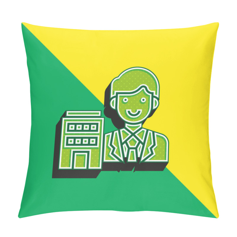 Personality  Agent Green And Yellow Modern 3d Vector Icon Logo Pillow Covers