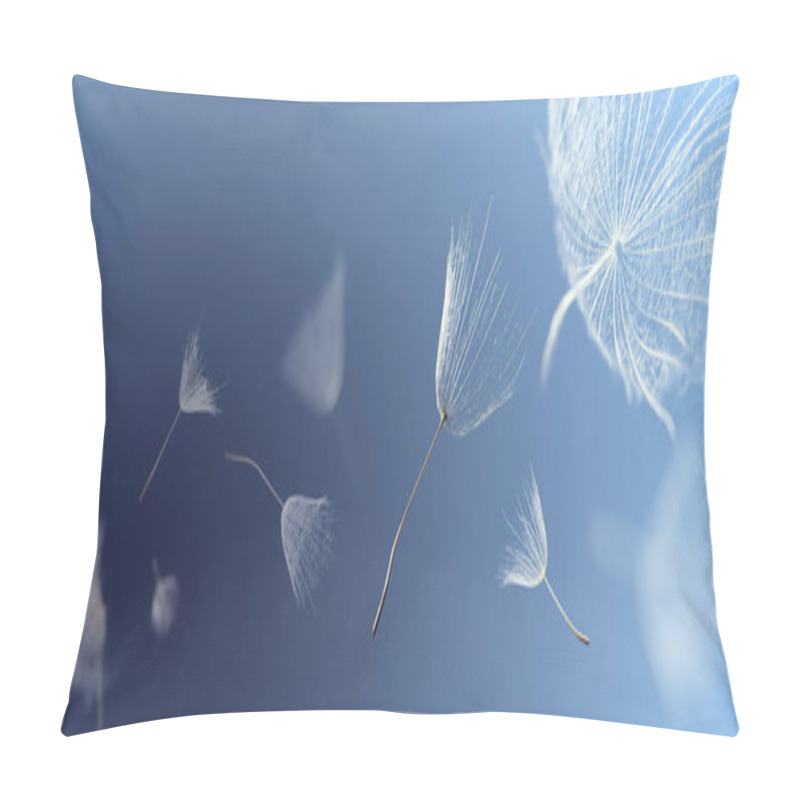 Personality  Flying Dandelion Seeds On A Blue Background Pillow Covers