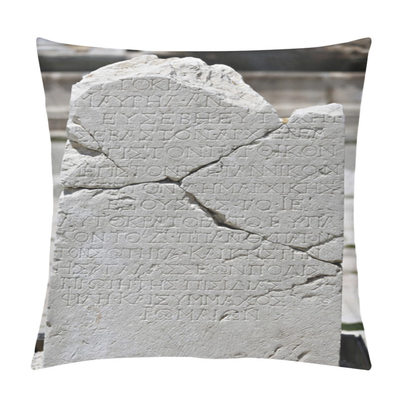 Personality  Ancient Script On Marble Tablet In Sagalassos In Isparta, Turkey Pillow Covers