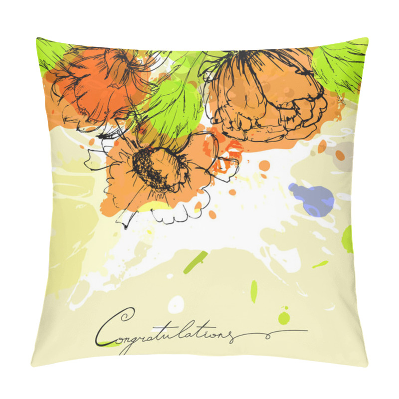 Personality  Beautiful Flowers On Grunge Background Pillow Covers