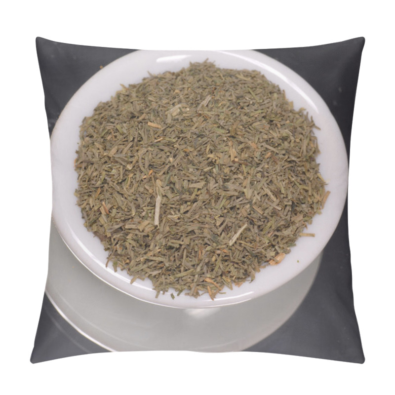 Personality  Dried Dill Weed In White Dispenser On Black Background Pillow Covers