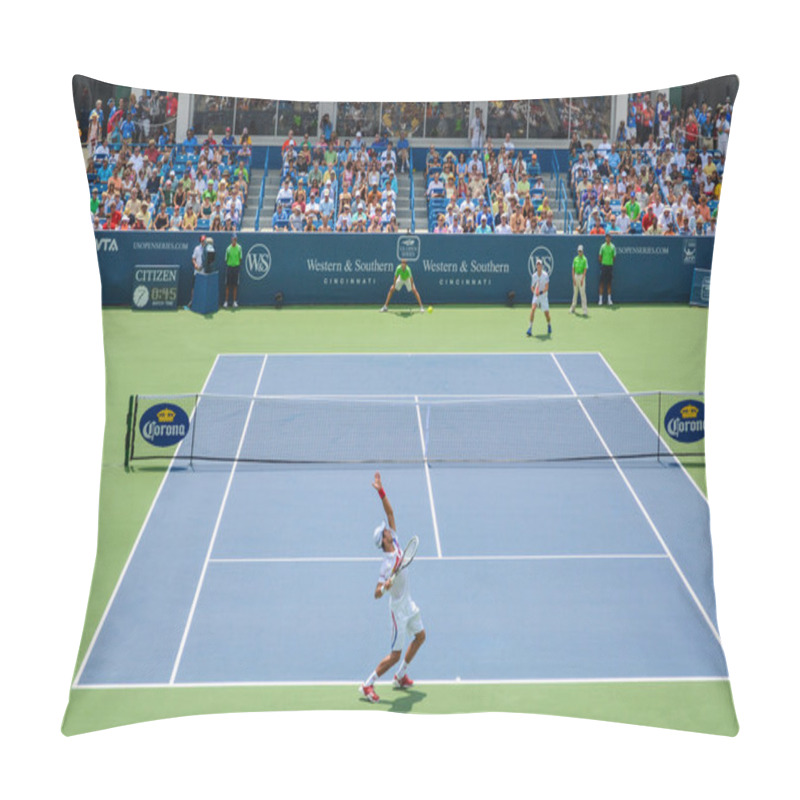 Personality  CINCINNATI, OH - CIRCA 2011: Tennis Match Novak Djokovic Vs Andy Murray At Lindner Family Tennis Center On Western & Southern Open Tournament Finals In Cincinnati, OH, USA At Summer 2011. Pillow Covers