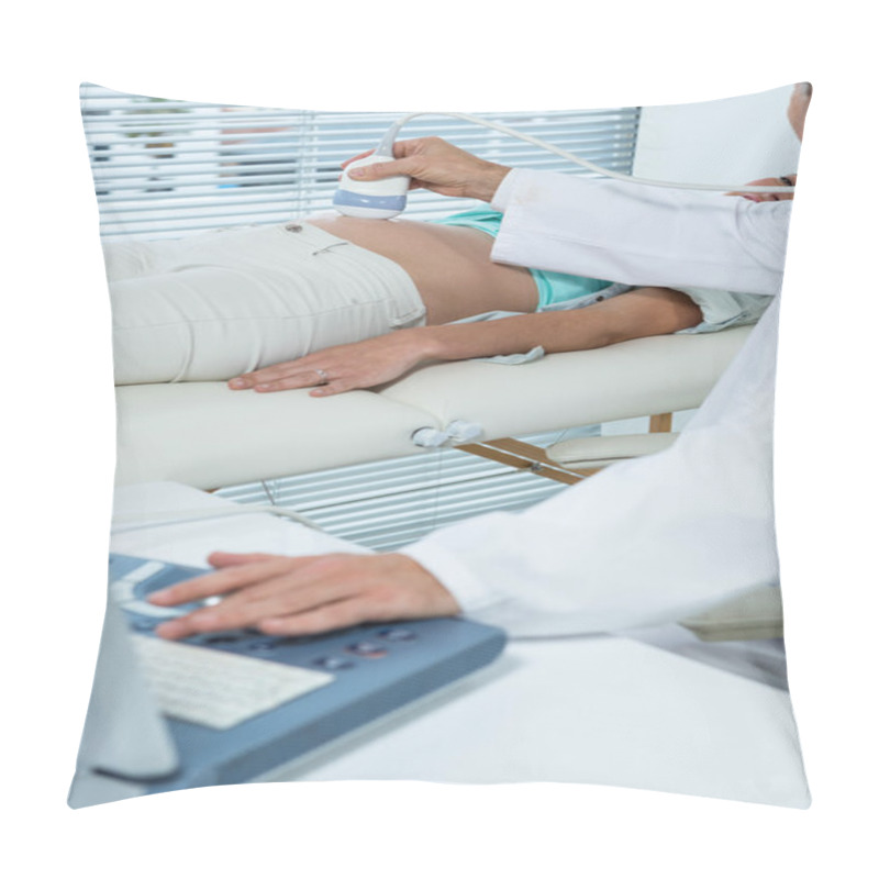 Personality  Pregnant Woman Undergoing Ultrasound Test Pillow Covers