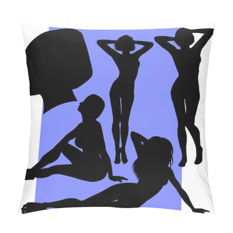 Personality  Set Of Five Female Silhouettes Pillow Covers