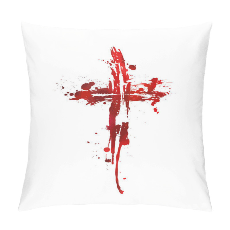 Personality  Red Bloody Cross. Cross Made Of Red Blots. Happy Easter. Vector Illustration Pillow Covers