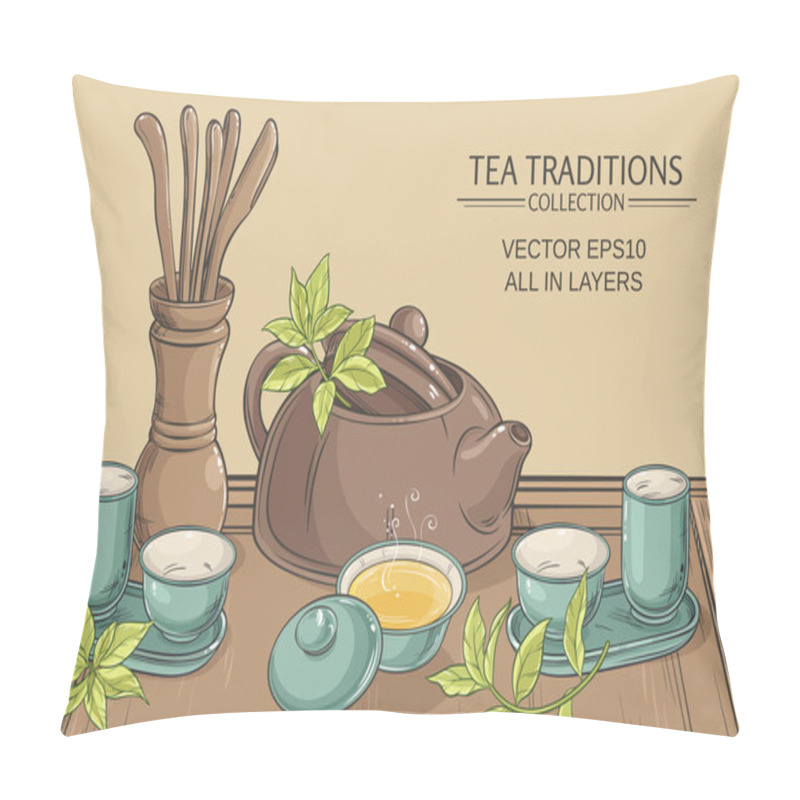 Personality  Tea Ceremony Illustration Pillow Covers