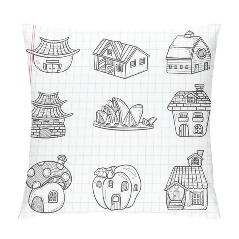 Personality  Doodle House Icon Pillow Covers