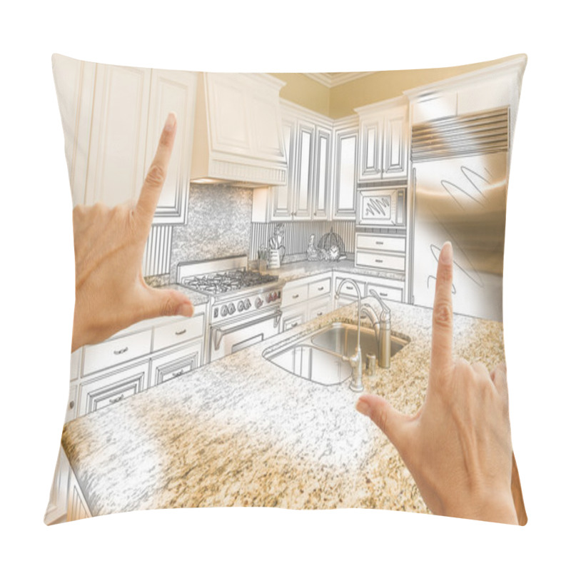 Personality  Hands Framing Custom Kitchen Design Drawing And Photo Combinatio Pillow Covers