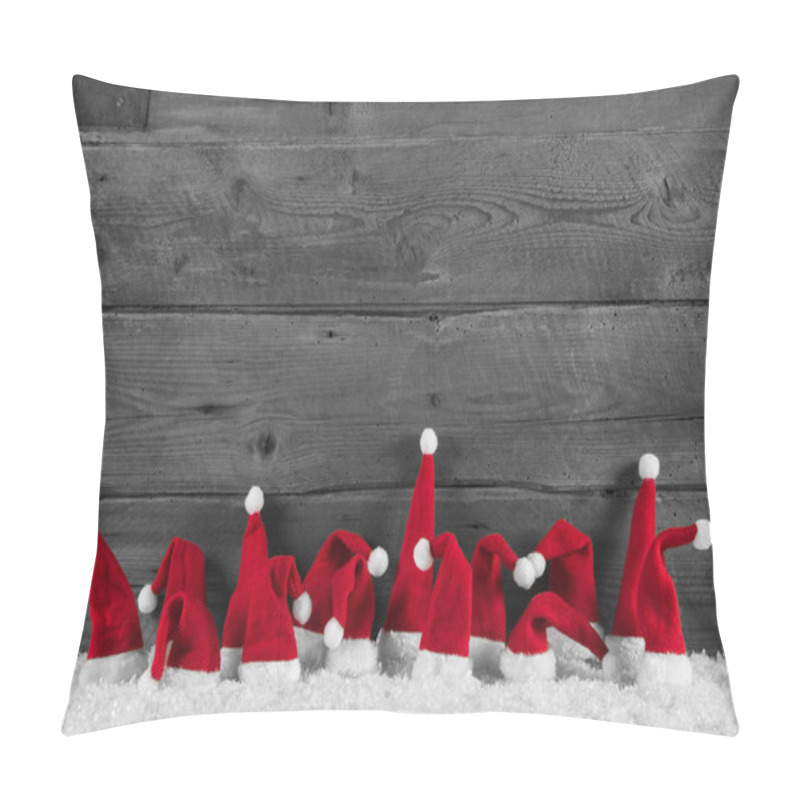 Personality  Humorously Red, Grey And White Wooden Christmas Background With  Pillow Covers