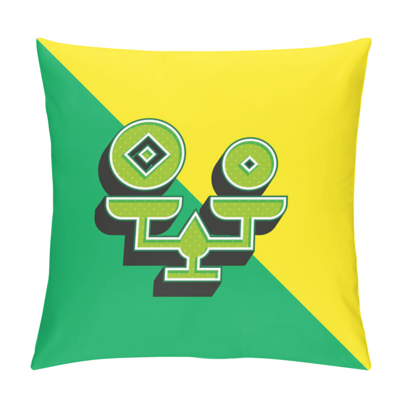 Personality  Balance Green And Yellow Modern 3d Vector Icon Logo Pillow Covers