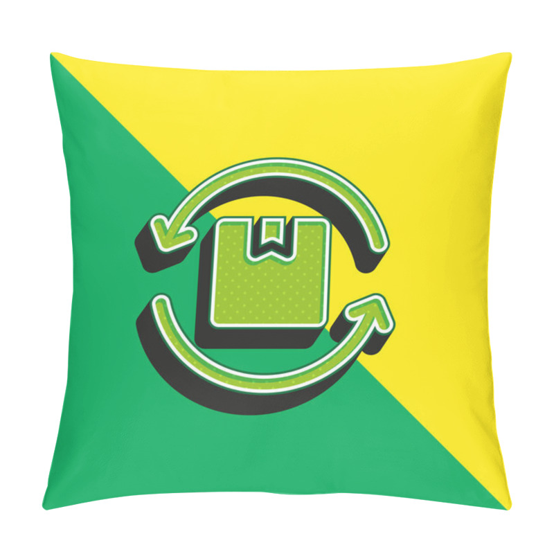 Personality  Box Green And Yellow Modern 3d Vector Icon Logo Pillow Covers