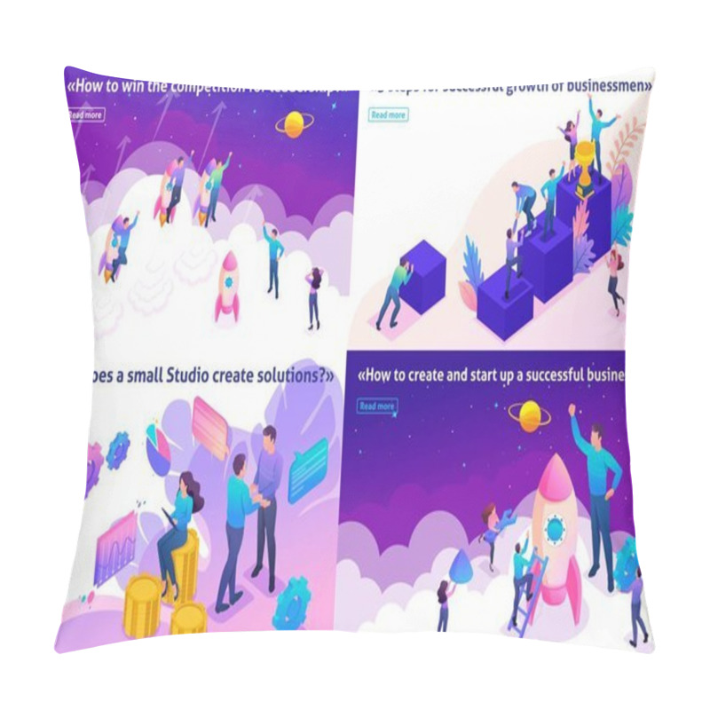 Personality  Isometric Leadership, Successful Solution, Startup Pillow Covers