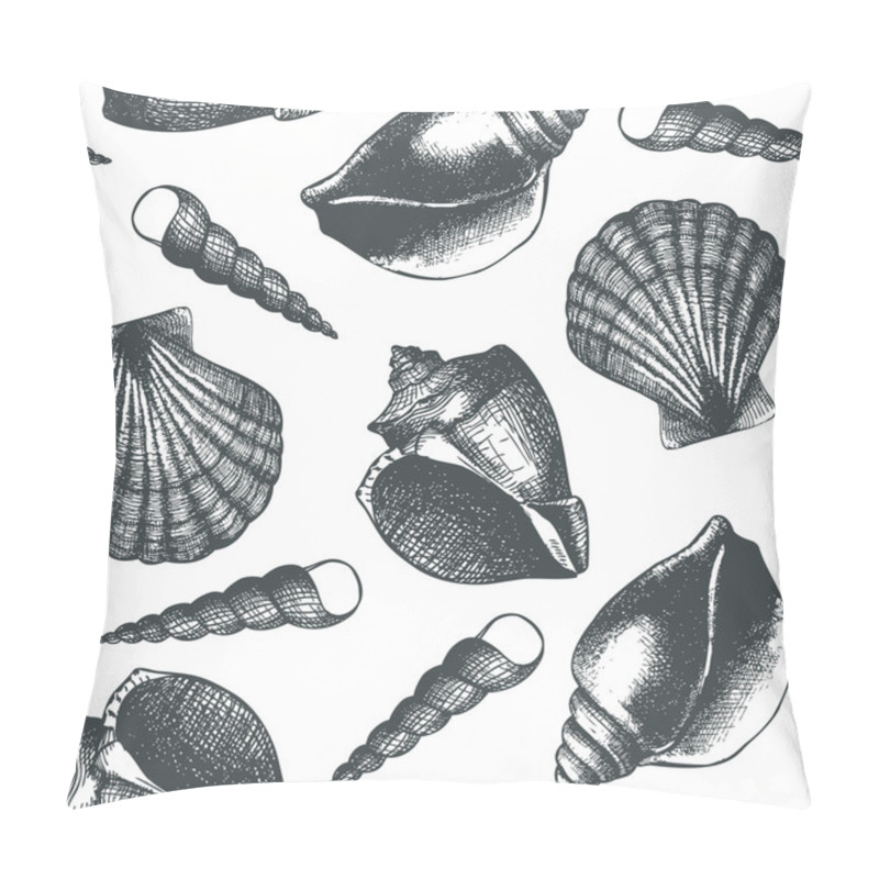 Personality  Hand Drawn Pattern With Sea Shells Pillow Covers