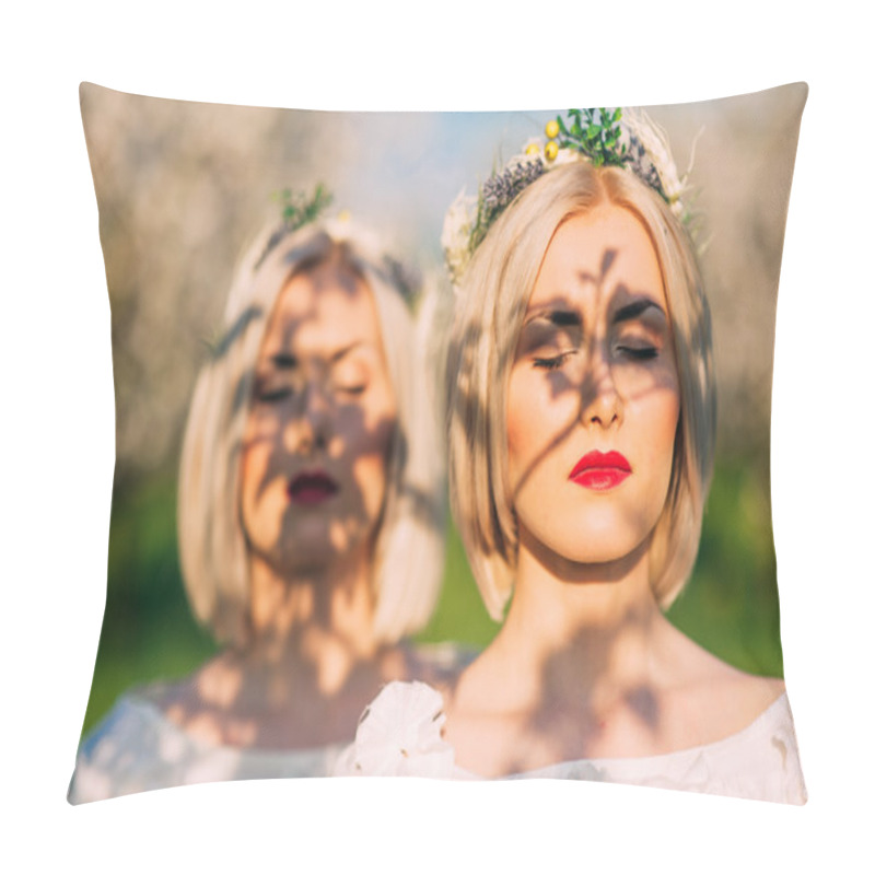 Personality  Two Twin Sisters In A Cherry Blossom Pillow Covers