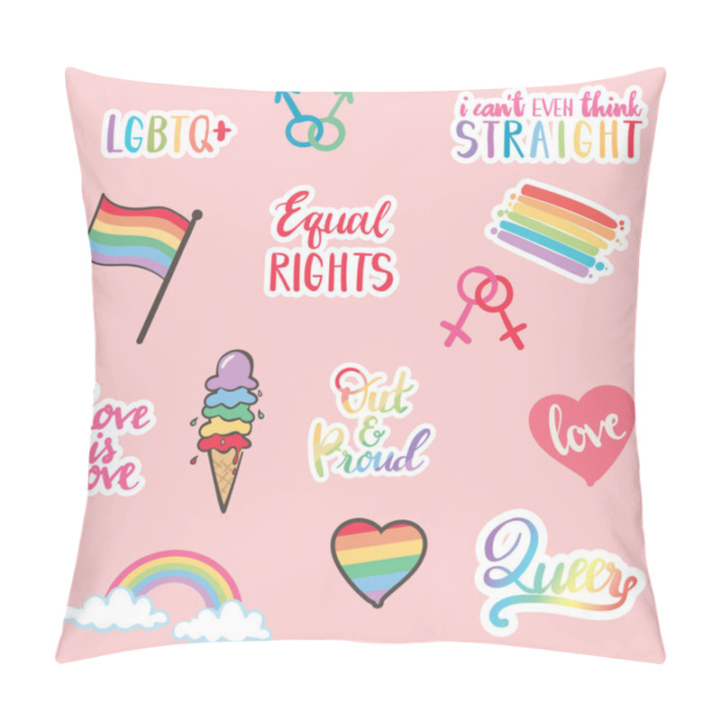 Personality   Hand Drawn Gay Pride Stickers Collection - Vector Eps10 Pillow Covers