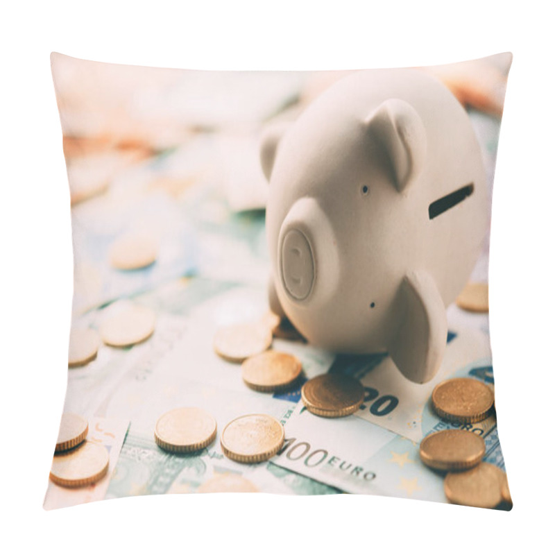 Personality  Piggy Moneybox With Euro Cash Pillow Covers