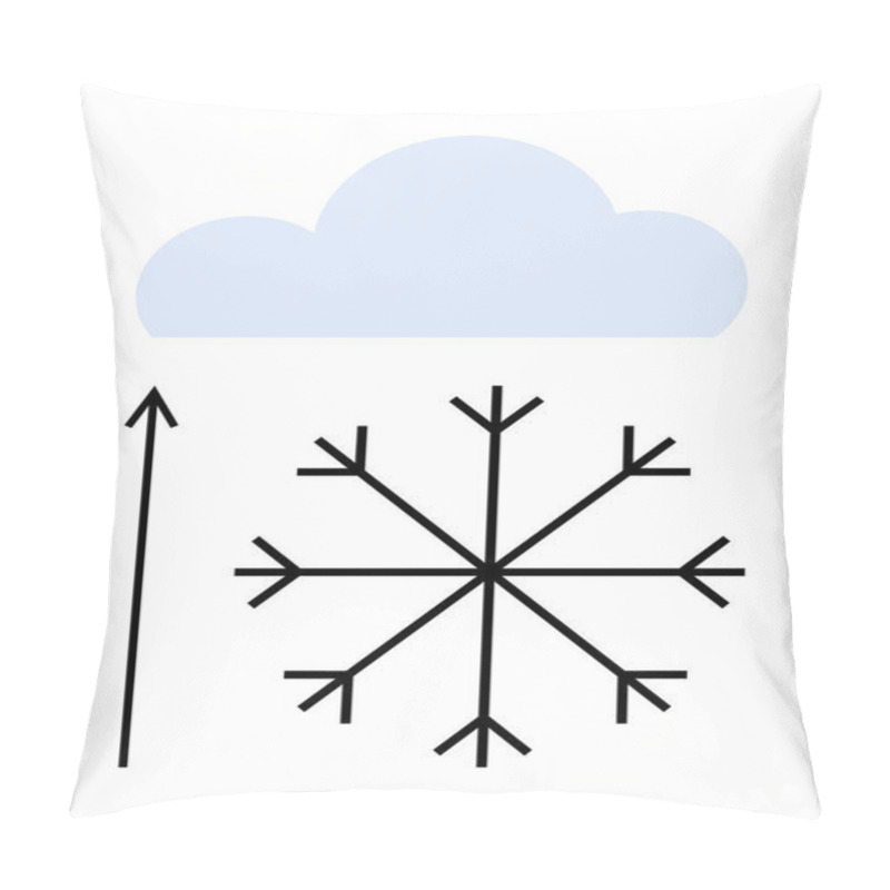 Personality  Cloud And Snowflake With Upward Arrow. Ideal For Weather Forecasts, Climate Change, Seasonal Transitions, Nature, Meteorology, Simplicity, Minimalism. Line Metaphor Pillow Covers