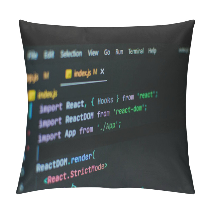 Personality  Photograph Of React Js Code Pillow Covers