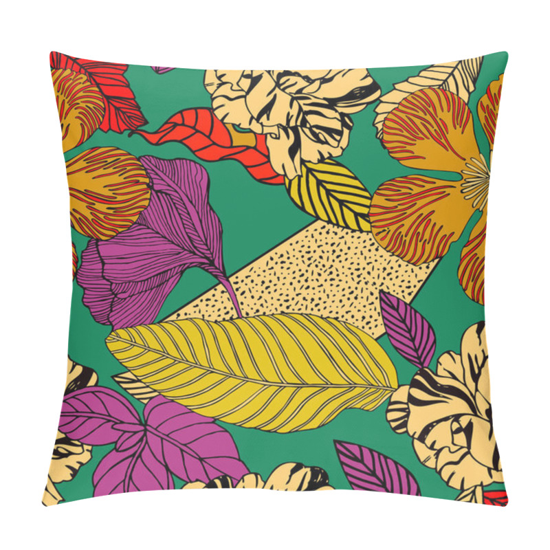 Personality  Bright Tropical Background With Exotic Plants.  Pillow Covers