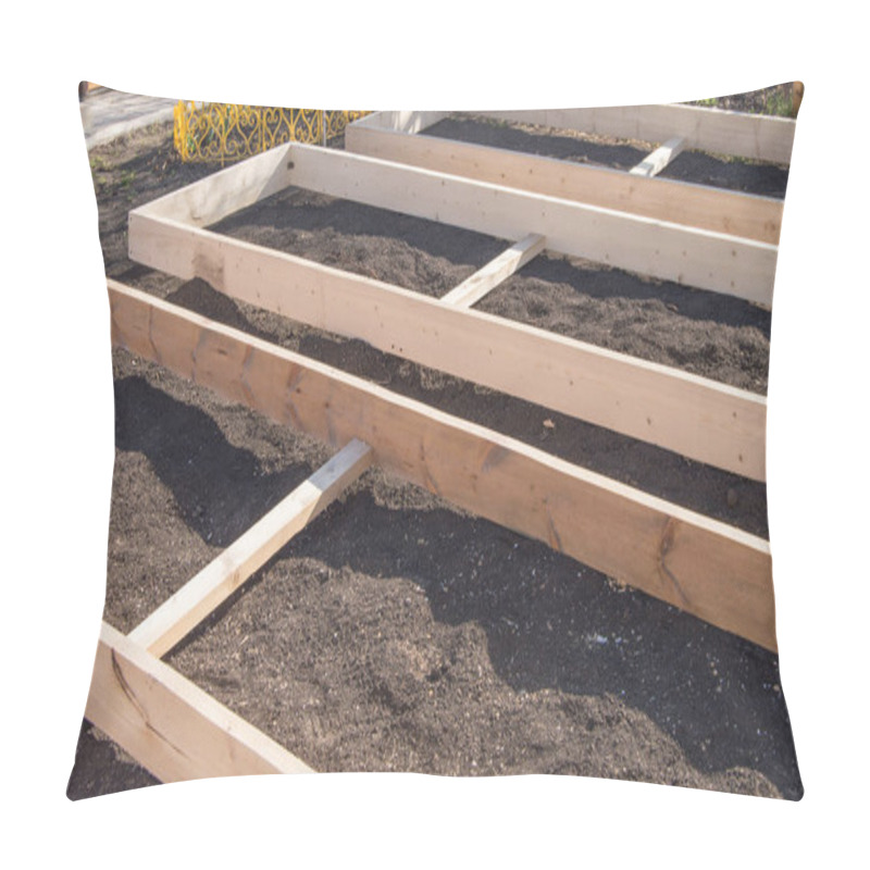 Personality  Wooden Formwork From New Boards For Vegetable Beds In The Garden, Preparation And Construction, Carpentry. Pillow Covers